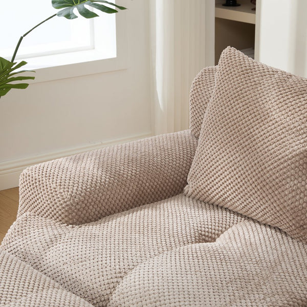 English Elm 135.4" 6-Piece U-Shaped Sleeper Modular Sectional Sofa Bed with Chaise, Tufted Fuzzy Fabric, 6-Seater Comfort taupe W3118S00023