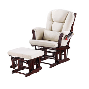 English Elm Luxurious Microfiber Glider Chair with Ottoman — Smooth Gliding Motion, Solid Wood Frame, Pocket Storage Beige,Espresso 36 L x 23 W x 21 H B011P375972