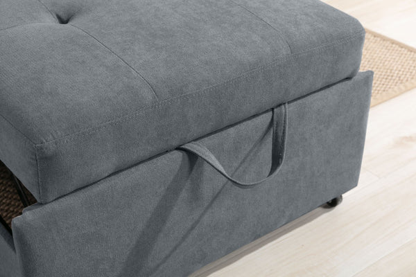 English Elm Francesca Woven Convertible Armchair Foam Pocket Coil Sleeper for Studio Spaces Dark Gray B2749S00194