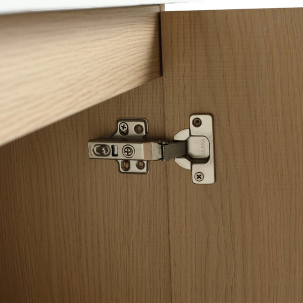 English Elm 48" Floating Bathroom Vanity Dual Ceramic Vessel Sinks Oak Finish Soft Close Doors W999S00511