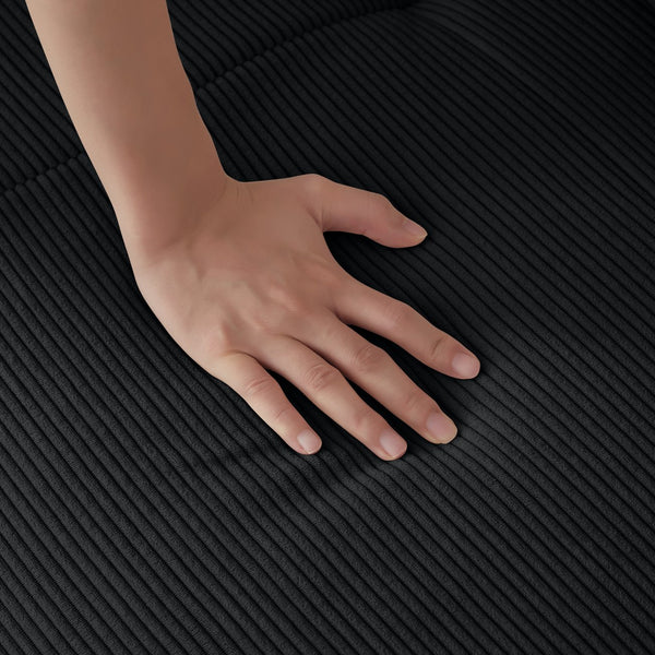 English Elm 113" Modular L-Shaped Sectional Sofa with Corduroy Upholstery, Deep Seats, Wide Arms, Ottoman Included Black W1359S00023