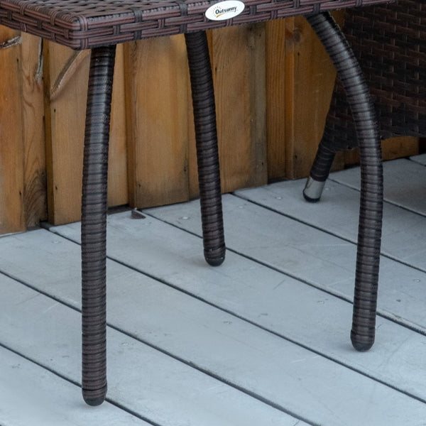 English Elm Outdoor Handwoven Pe Rattan Square Side Table for Balcony Patio and Backyard Use W2225P174040
