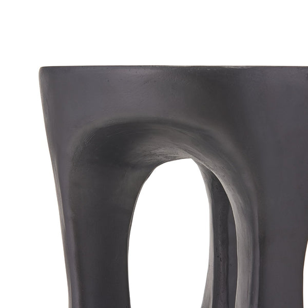 English Elm 14 Inch Handcrafted Mgo Cylinder Side Table Matte Black for Indoor Outdoor Spaces N772P390735B