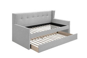 English Elm Contemporary Button Tufted Burlap Upholstered Daybed for Guest Room or Home Office B011S02044