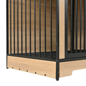 English Elm Dog Crate Furniture Xl Double Compartment Mdf Wood Console for Two Large Breeds W420P207590