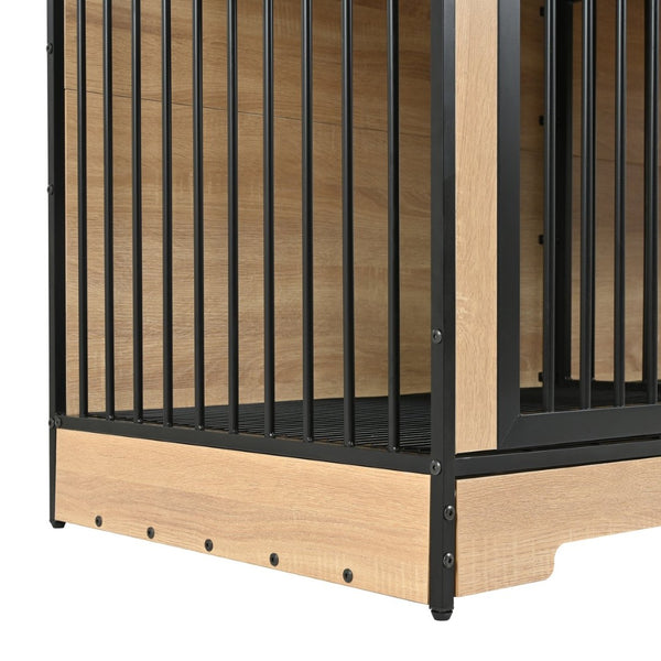 English Elm Dog Crate Furniture Xl Double Compartment Mdf Wood Console for Two Large Breeds W420P207590