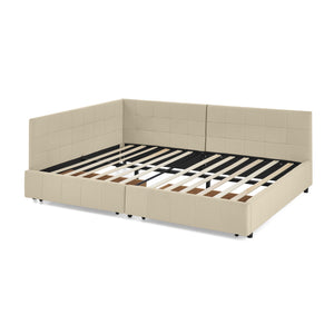 English Elm Full Size Upholstered Tufted Bed Frame With Storage, Chic Velvet Sofa Bed For Bedroom & Living Room W487S00306