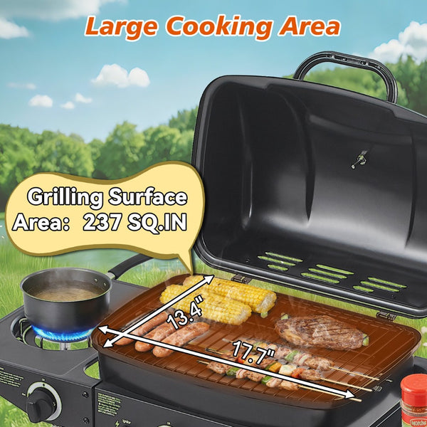 English Elm 2 Burner Propane Grill with Side Stainless Steel 24000 Btu Outdoor Patio W1820P341739