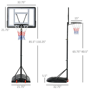 English Elm Soozier Portable Basketball Goal Steel Frame Adjustable Height Backboard with Wheels W2225P217773
