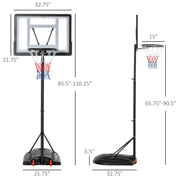 English Elm Soozier Portable Basketball Goal Steel Frame Adjustable Height Backboard with Wheels W2225P217773