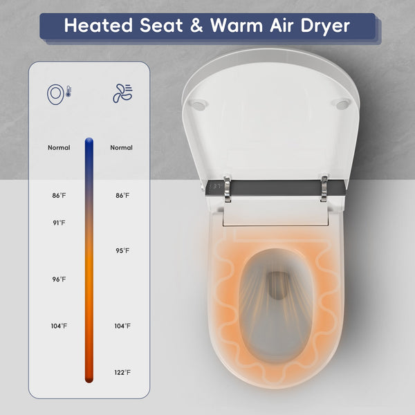 English Elm Tankless Smart Bidet Toilet with Heated Seat, Warm Air Dryer, Auto Open/Close & Remote Control N753P256132G