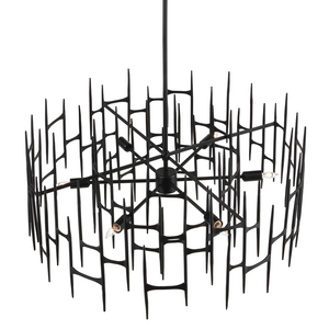 Attingham Black Chandelier - Striking Wrought Iron Design, Adjustable Height, Industrial Elegance