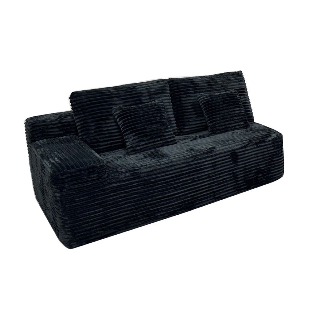 English Elm Sofa Left Arm Facing Sectional In Sleek Black Fabric With Storage, Usb Ports & Bluetooth Speaker W579P333617-GIGA