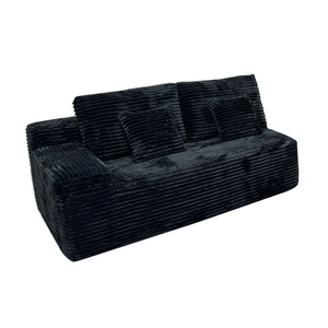 English Elm Sofa Left Arm Facing Sectional In Sleek Black Fabric With Storage, Usb Ports & Bluetooth Speaker W579P333617-GIGA
