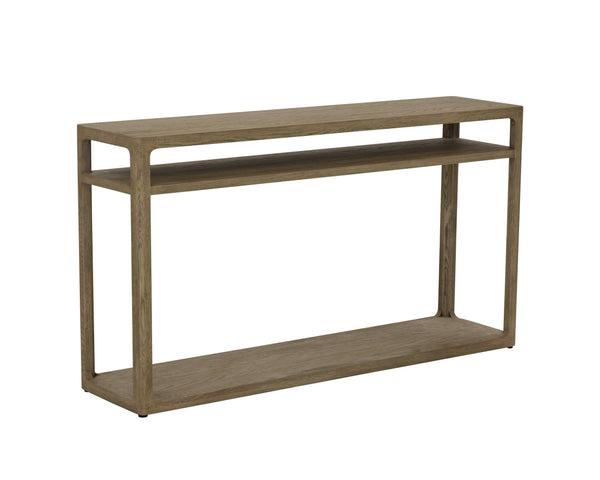 Sunpan Doncaster Console Table - Modern Minimalist Design in Solid Oak Wood for Stylish Home Décor Smoke Grey