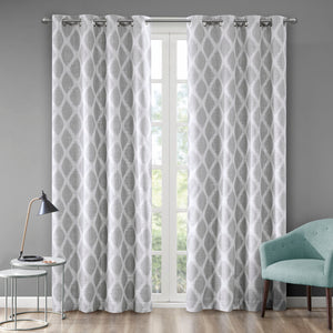 JLA Home SunSmart - Printed Ikat Blackout Curtain Panel — Grey Textured Foamback for Superior Light Blocking & Energy Savings 84 L x 50 W x 0.13H SS40-0066