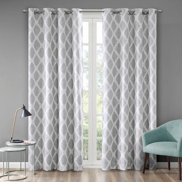 JLA Home SunSmart - Printed Ikat Blackout Curtain Panel — Grey Textured Foamback for Superior Light Blocking & Energy Savings 84 L x 50 W x 0.13H SS40-0066