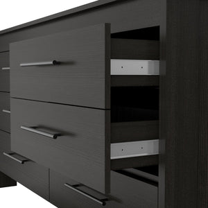English Elm Luxor Six Drawer Double Dresser Black - Modern Minimalist Particle Board, Sturdy Legs & Metal Gliders B128S00101