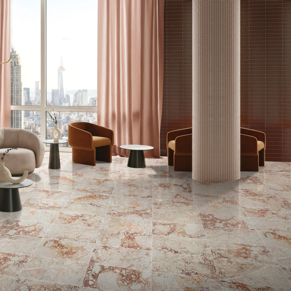 English Elm 12*24 Diamond Pink polished natural marble tile for walls & floors, rare pink stone, 4 pcs box, luxe finish W1696P314479