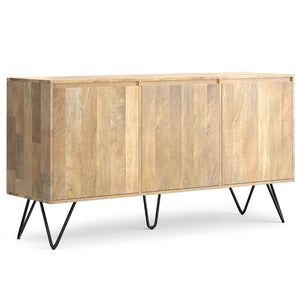 English Elm Hunter Solid Mango Wood Sideboard with Hairpin Legs and Three Storage Compartments B136P439008