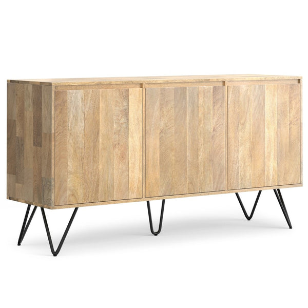 English Elm Hunter Solid Mango Wood Sideboard with Hairpin Legs and Three Storage Compartments B136P439008