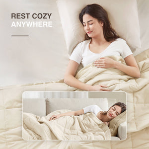 JLA Home Madison Park - Lightweight Down Alternative Blanket with Satin Trim for All-Season Comfort, Moisture-Wicking & OEKO-TEX Certified Cream MP51-538