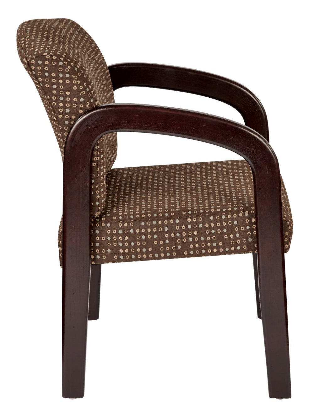 OSP Home Furnishings Fabric Upholstered Visitor Chair with Mahogany Wood Frame and Built in Lumbar Support Cocoa WD383-K104