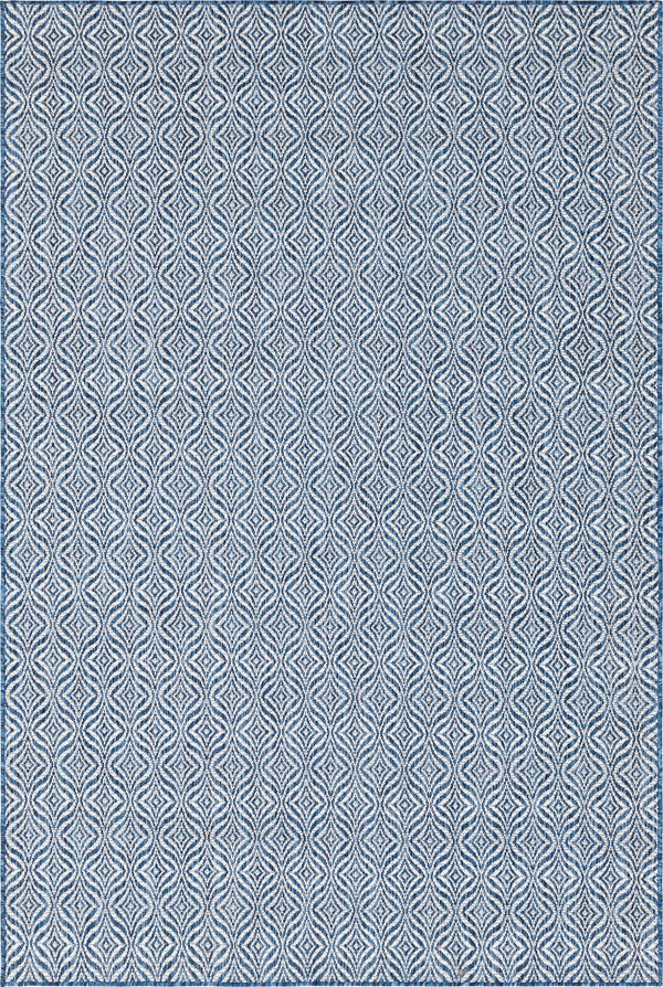 Unique Loom Outdoor Trellis Deco Trellis Machine Made Trellis Rug Blue, Ivory/Navy Blue 6' 1" x 9' 0"