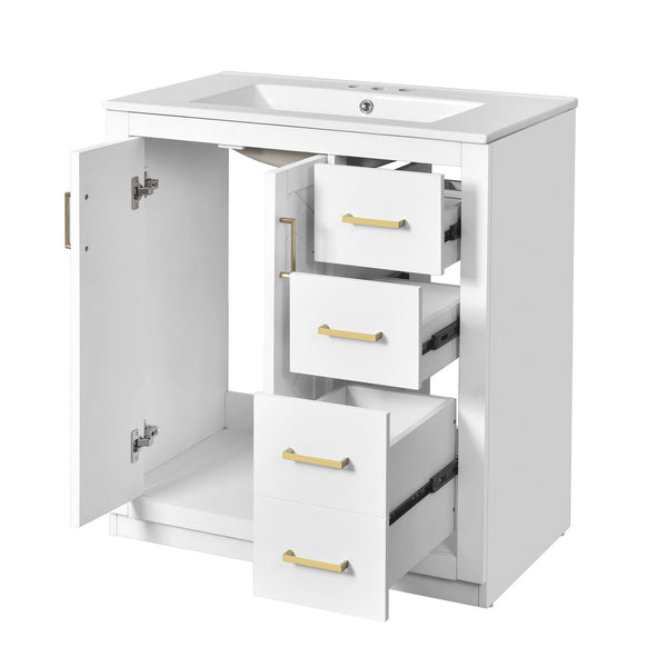 English Elm 60'' Bathroom Vanity Set With Soft-Close Drawers, Elegant Ceramic Sink & Ample Storage Space N710SS00002K