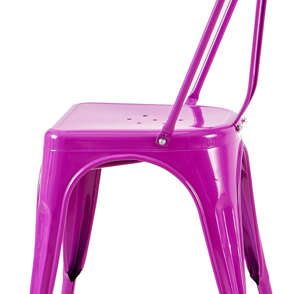 English Elm Set Of 2 High Gloss Purple Metal Dining Chairs - Stackable, Lightweight, Easy-Clean, Modern Design B347P383107-GIGA