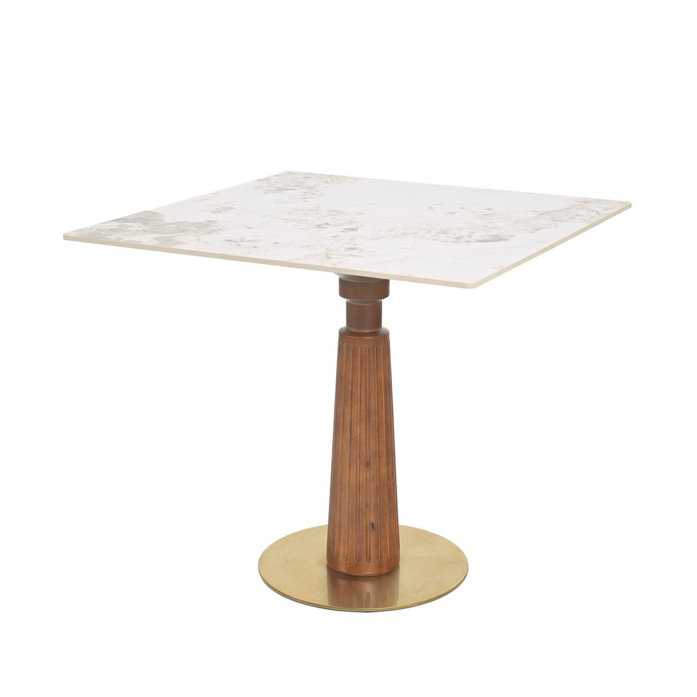 English Elm Modern Square Dining Table - 33.5" Sintered Stone With Wooden Legs & Gold Base For Small Spaces P3 W1535S00574-GIGA