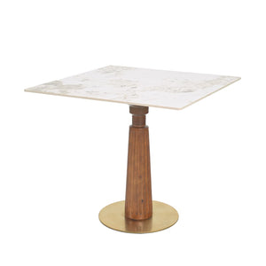 English Elm Modern Square Dining Table - 33.5" Sintered Stone With Wooden Legs & Gold Base For Small Spaces P3 W1535S00574-GIGA