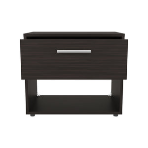 English Elm Nightstand, Compact Engineered Wood Design with Drawer and Open Shelf, Modern Eco-Friendly Finish Walnut 26.77 L x 19.69 W x 5.91 H B097P296837