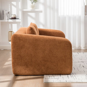 English Elm 71" Chenille Pull Out Sleeper Loveseat Convertible Floor Couch for Dorm or Guest Bedroom Orange W3118P388900