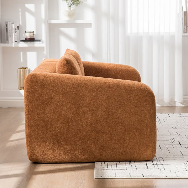 English Elm 71" Chenille Pull Out Sleeper Loveseat Convertible Floor Couch for Dorm or Guest Bedroom Orange W3118P388900