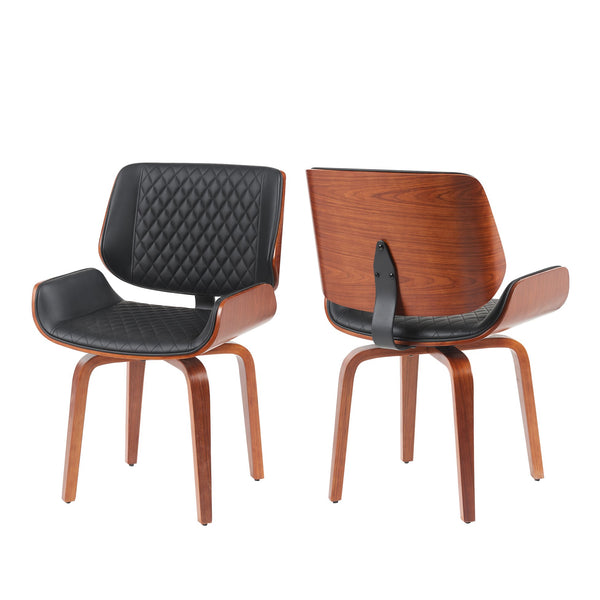 English Elm Mid-Century Modern Dining Chair Set Of 2 - Stylish 360° Swivel, Ergonomic Pu Leather For Any Space N842P290057B