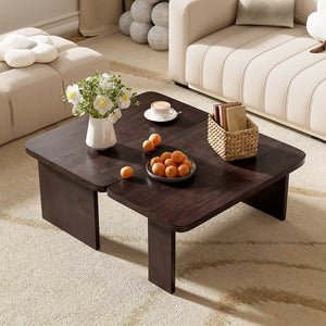 English Elm U-Can Modular Minimalist Coffee Table Set with Versatile Splicing Design, Durable MDF, Easy Assemble Espresso N724P232174P