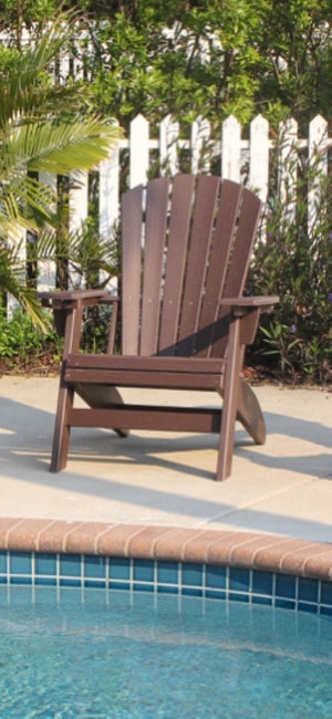 English Elm Adirondack Hdpe Poly Lumber Chair with Cup Holder for Patio Garden Poolside Brown B195P198769