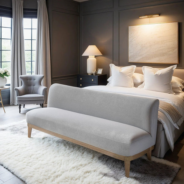 JLA Home Chapel Hill - Kitchen Compact Sofa — Light Grey Upholstery, Oak Legs, High-Density Foam, Space-Saving Comfort for Kitchens CH106-0059