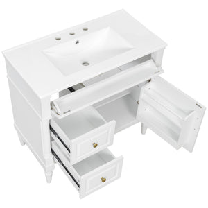 English Elm 36" Bathroom Vanity With Ceramic Sink, Durable Rubberwood Frame, Smart Storage & Modern Design N725P356064K