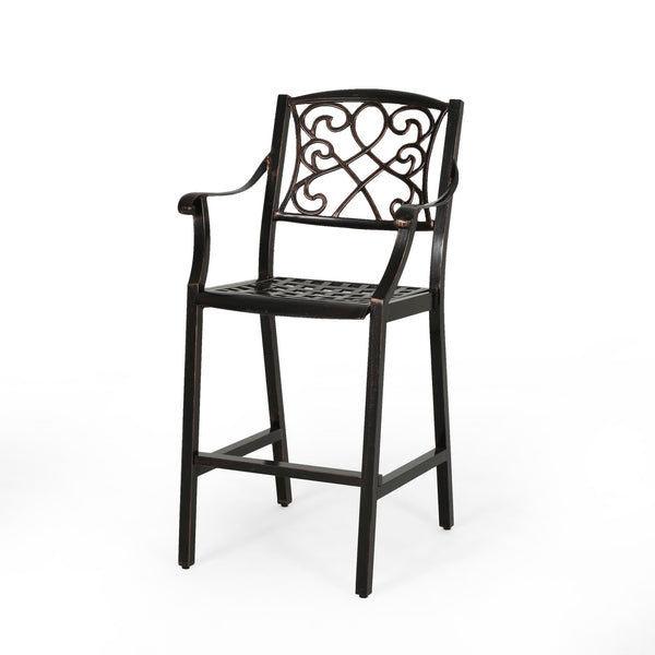 English Elm Christopher Knight Home® - WATERBURY Irene Outdoor 28" Aluminum Barstool Set of 2 – Copper Cast Aluminum, Weather-Resistant Elegance 65143.00