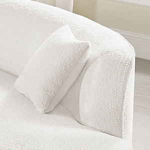 English Elm Luxury Modern Curved Boucle Sofa with Chaise Right-Facing 2-Piece Sectional White, No Assembly, Plush Comfort W876S00299