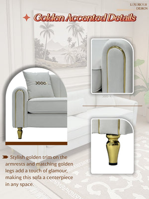 English Elm FX-P11-CW Modern 87.4" 3-Seater Sofa Upholstered Plush Fabric, Pocket Springs, Foam, Metal Legs W576P360570