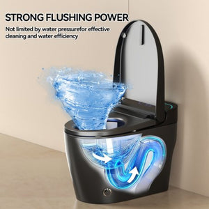 English Elm Unique Intelligent One Piece Toilet with Bidet Warm Air Dryer and Auto Sensor Seat Black W3133P476381