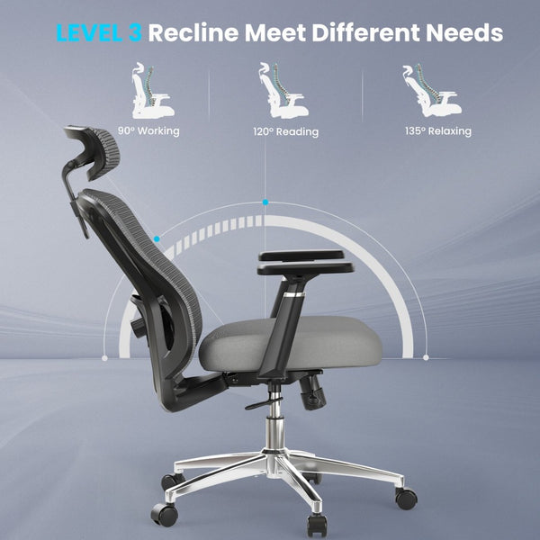 English Elm Ergonomic High Back Mesh Desk Chair with Flip up Arms and Adjustable Lumbar Support Gray T3623P435561