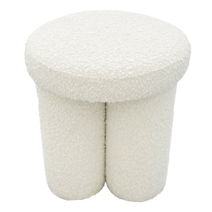 English Elm Ashcroft Furniture - Wesley Ivory Boucle Stool — Cozy Mushroom Ottoman, Sherpa Upholstery, Compact 15.9"x10"x20.3" B183P281196