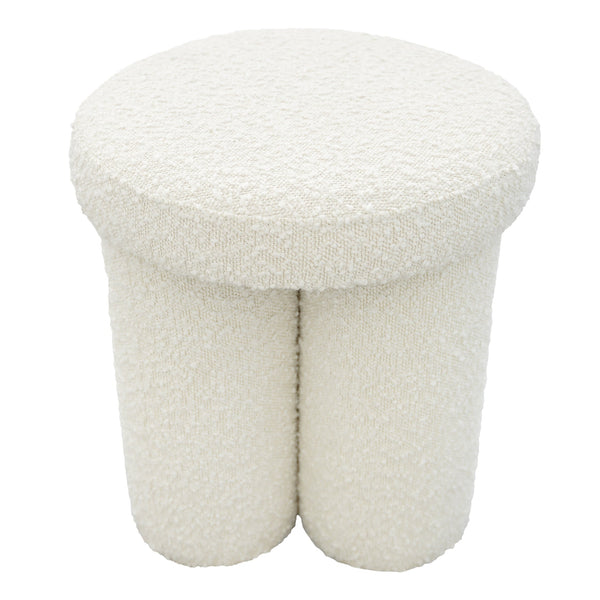 English Elm Ashcroft Furniture - Wesley Ivory Boucle Stool — Cozy Mushroom Ottoman, Sherpa Upholstery, Compact 15.9"x10"x20.3" B183P281196