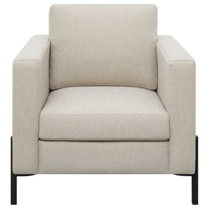 English Elm Schwan Herringbone Accent Chair with Pocket Coil Seat and Sleek Black Metal Legs B062P451804