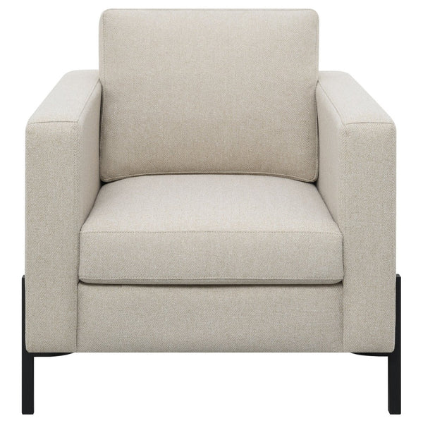 English Elm Schwan Herringbone Accent Chair with Pocket Coil Seat and Sleek Black Metal Legs B062P451804