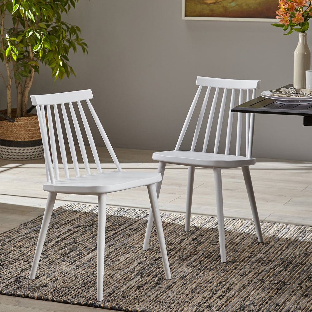 English Elm Christopher Knight Home® - Farmhouse Spindle Back Dining Chairs Set of 2 – Durable Polypropylene Seats, Timeless Country Style, Easy Clean White 64922.00WHI